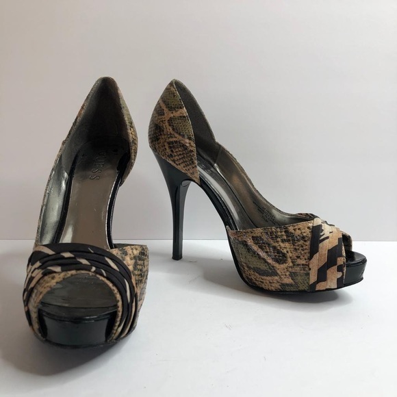 Guess Heels Animal Print Platform Shoes #7.5 - Picture 2 of 11